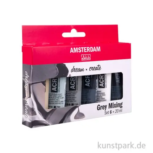 Talens AMSTERDAM Acrylfarben Set mit 6 x 20 ml - Grautöne Versand Am Gleichen Tag